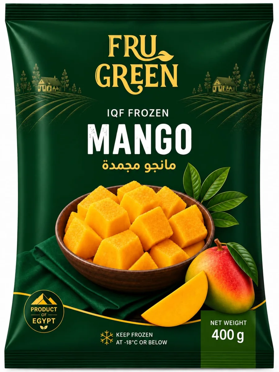 FruGreen IQF Frozen Mango Chunks pack